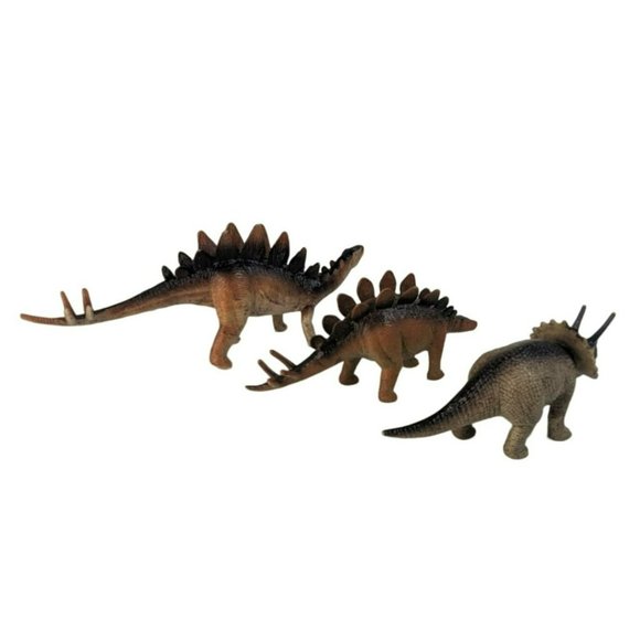Vintage S. H. Toy Dinosaur Lot of 5 Stegosaurus Velociraptor Triceratops - Picture 4 of 6